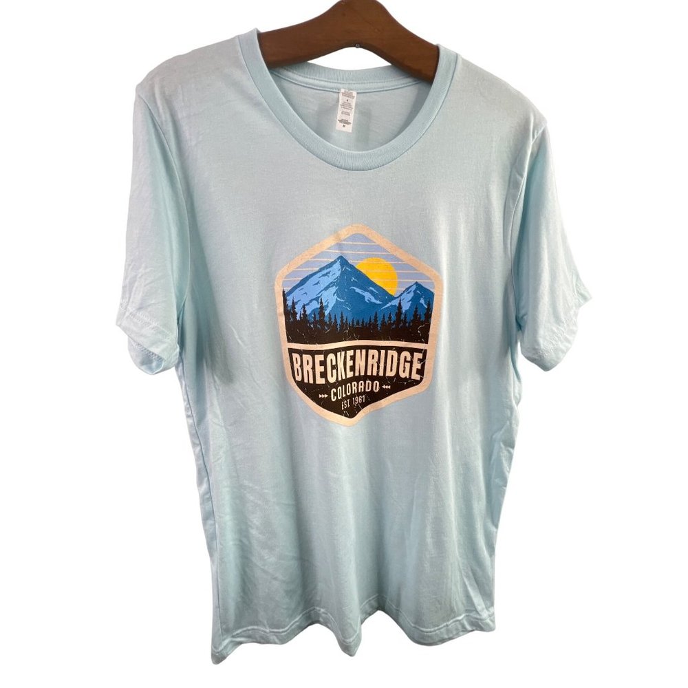 Breckenridge Colorado Graphic T-Shirt Size Medium Light Blue Heather Travel